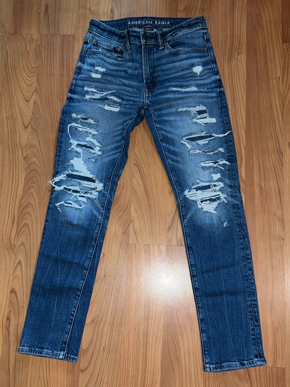 American Eagle Mens AirFlex Patched Skinny Jeans
